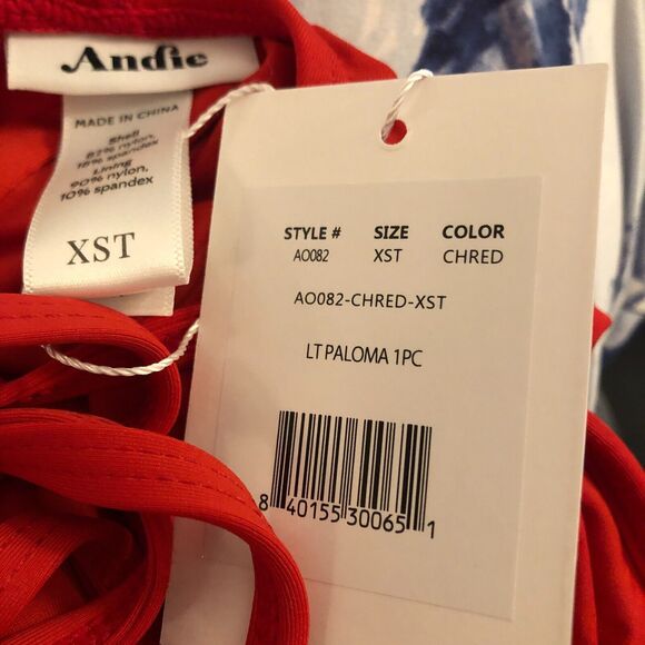 NWT Andie Swim Size XS TALL The Paloma One Piece Swimsuit Cherry Red Ocean Pool - Picture 7 of 8